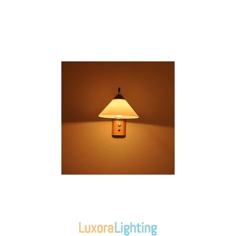 Designer Touch Decorative Simple Wall Lamp Bedside Desk Lamp With Glass Shade and Solid Wood for Bedroom Dresser Living Room Baby Room College Dorm Coffee Table Bookcas