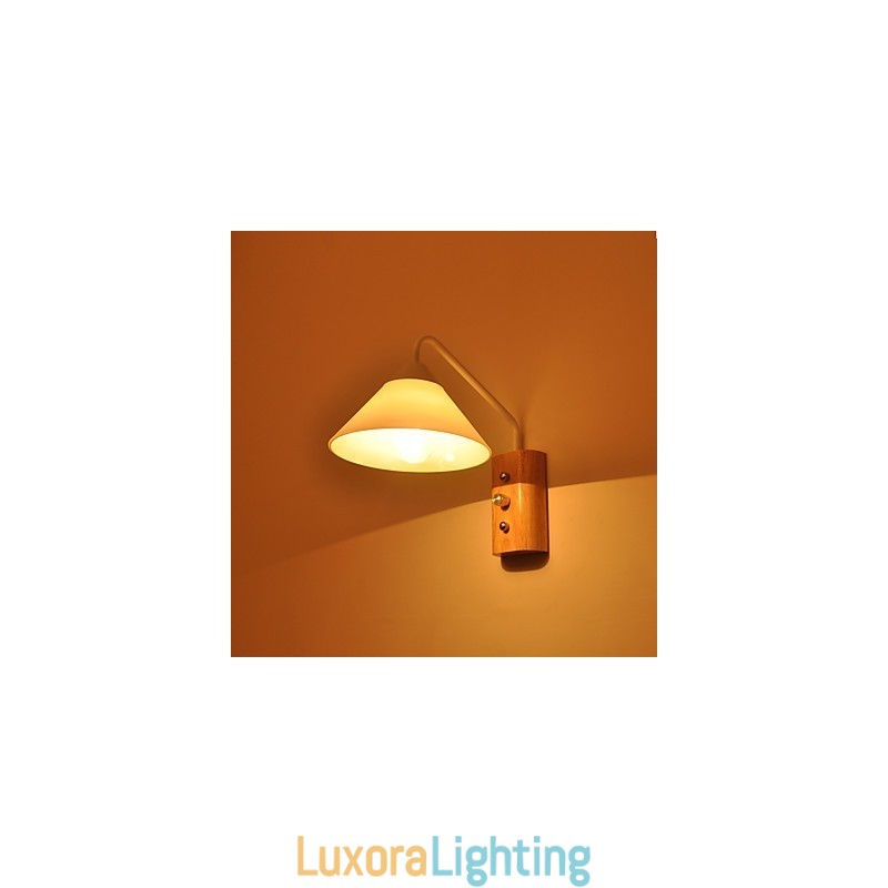 Designer Touch Decorative Simple Wall Lamp Bedside Desk Lamp With Glass Shade and Solid Wood for Bedroom Dresser Living Room Baby Room College Dorm Coffee Table Bookcas