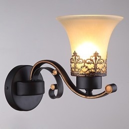 Designer Touch Decorative Single Head Amercian Countryside Vintage Metal with Glass Wall Lamp for the Canteen Room Living Room Entry Foyer Decorate Wall Lamp