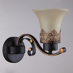 Designer Touch Decorative Single Head Amercian Countryside Vintage Metal with Glass Wall Lamp for the Canteen Room Living Room Entry Foyer Decorate Wall Lamp