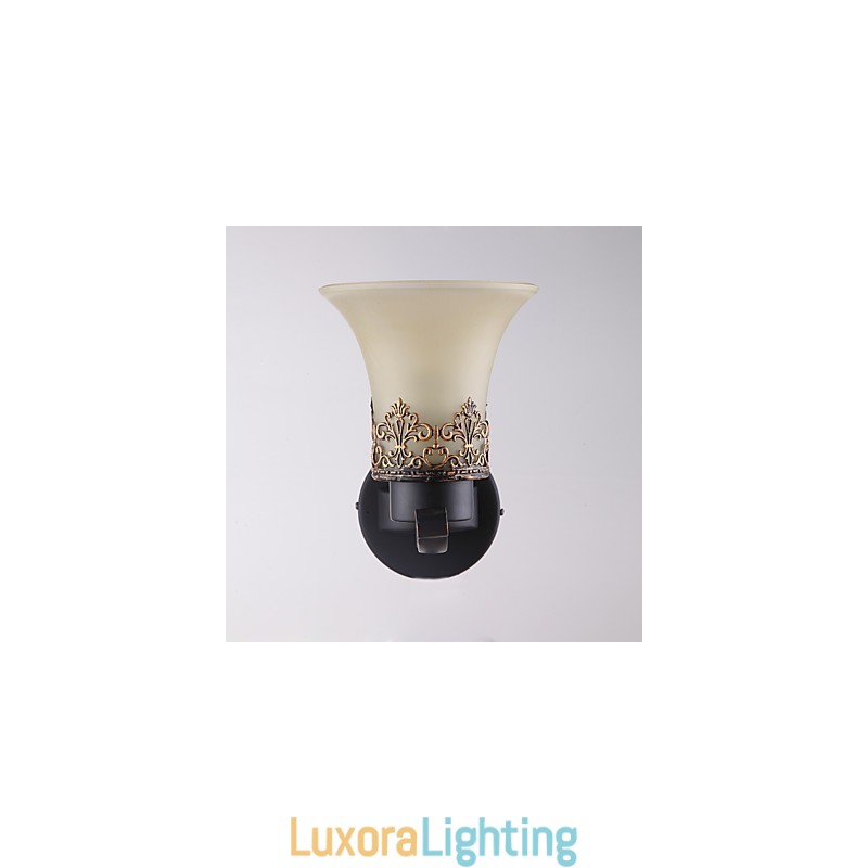 Designer Touch Decorative Single Head Amercian Countryside Vintage Metal with Glass Wall Lamp for the Canteen Room Living Room Entry Foyer Decorate Wall Lamp