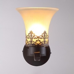 Designer Touch Decorative Single Head Amercian Countryside Vintage Metal with Glass Wall Lamp for the Canteen Room Living Room Entry Foyer Decorate Wall Lamp