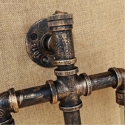 Designer Touch Decorative American Themed Restaurant Bar Iron With Switch Water Pipe Wine Bottle Wall Lamp Transparent