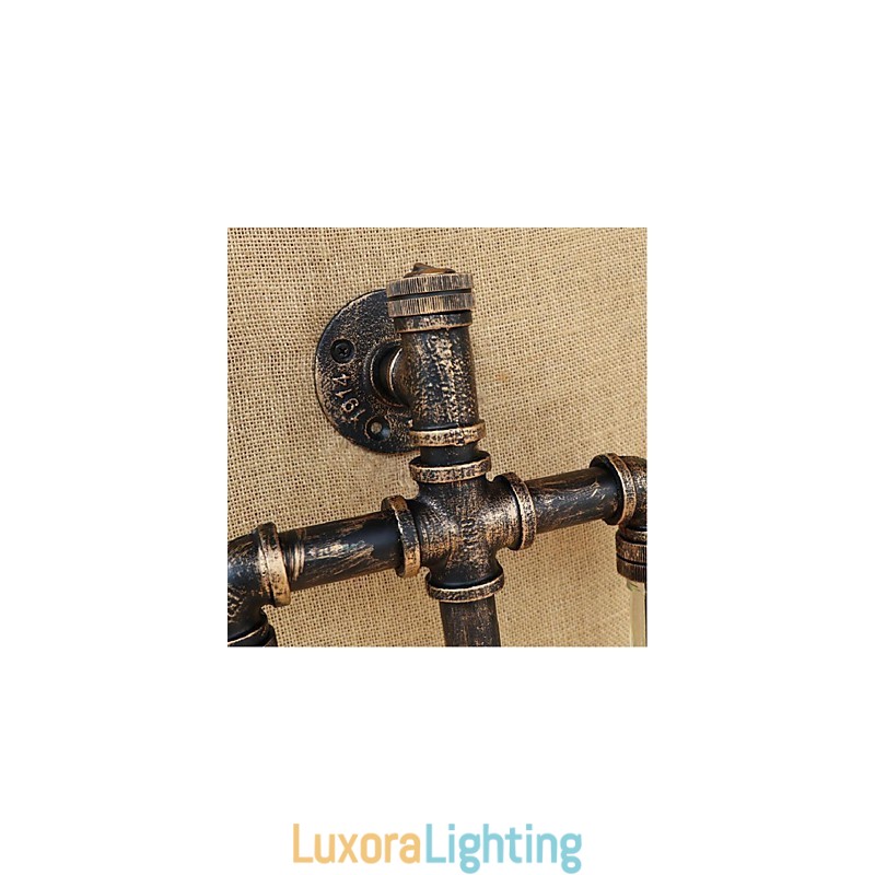 Designer Touch Decorative American Themed Restaurant Bar Iron With Switch Water Pipe Wine Bottle Wall Lamp Transparent