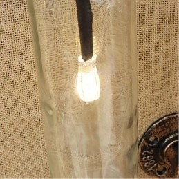 Designer Touch Decorative American Themed Restaurant Bar Iron With Switch Water Pipe Wine Bottle Wall Lamp Transparent