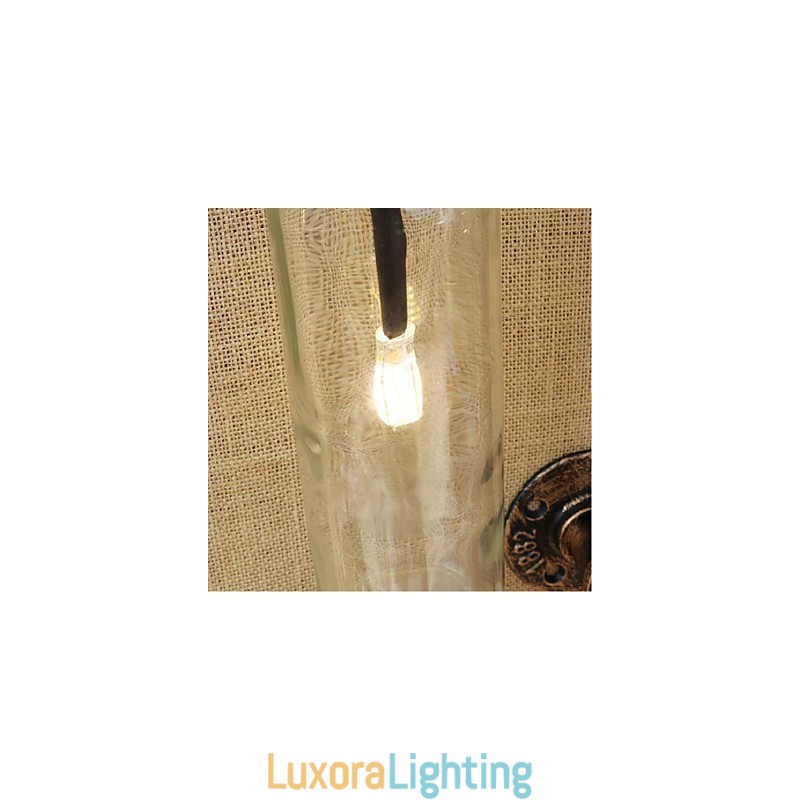 Designer Touch Decorative American Themed Restaurant Bar Iron With Switch Water Pipe Wine Bottle Wall Lamp Transparent