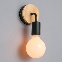 Designer Touch Decorative Modern Minimalist Creative Personality Wood Iron Lamp Corridor Balcony Bedroom Bedside Iron Wall Lamp