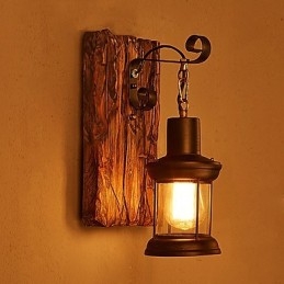 Designer Touch Decorative Single Head Industrial Vintage Retro Wooden Metal Painting Color Wall lamp for the Home Hotel Corridor Decorate Wall Light