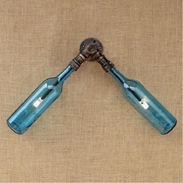 Designer Touch Decorative Retro American Village Creative Industry Wind Water Bottle Wall Lamp Wall Light Blue