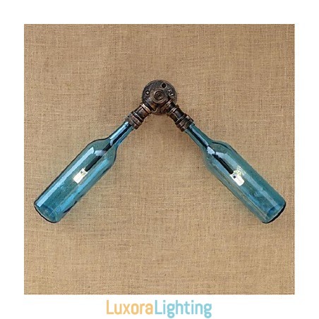 Designer Touch Decorative Retro American Village Creative Industry Wind Water Bottle Wall Lamp Wall Light Blue