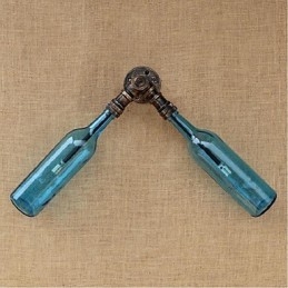Designer Touch Decorative Retro American Village Creative Industry Wind Water Bottle Wall Lamp Wall Light Blue
