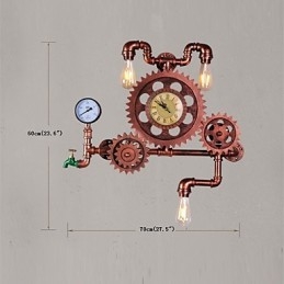 Designer Touch Decorative Vintage Industrial Pipe Wall Lights Wood Gear Shape Creative turnable Lights Restaurant Cafe Bar Decoration lighting