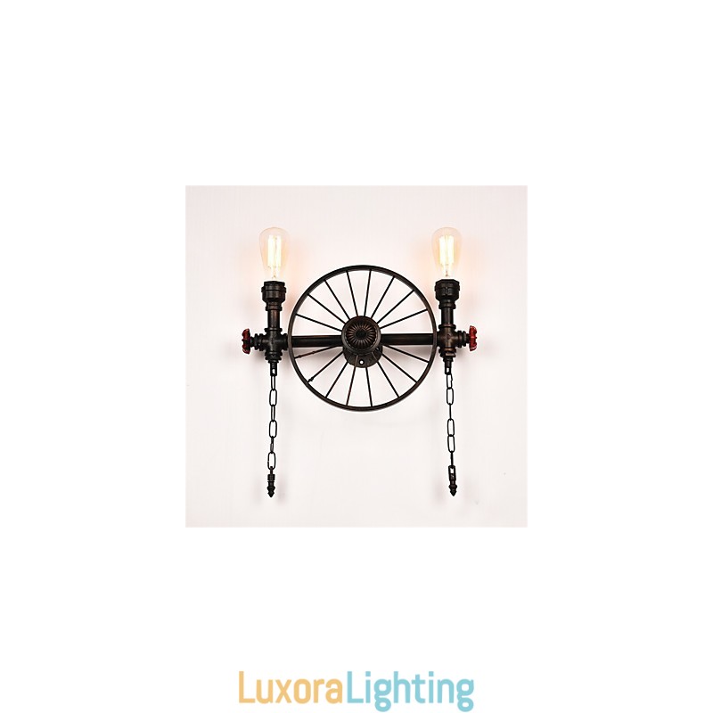Designer Touch Decorative Vintage Industrial Pipe Wall Lights Creative Lights Restaurant Cafe Bar Decoration lighting With 2 Light Painted Finish