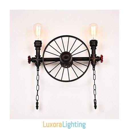 Designer Touch Decorative Vintage Industrial Pipe Wall Lights Creative Lights Restaurant Cafe Bar Decoration lighting With 2 Light Painted Finish