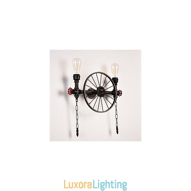 Designer Touch Decorative Vintage Industrial Pipe Wall Lights Creative Lights Restaurant Cafe Bar Decoration lighting With 2 Light Painted Finish
