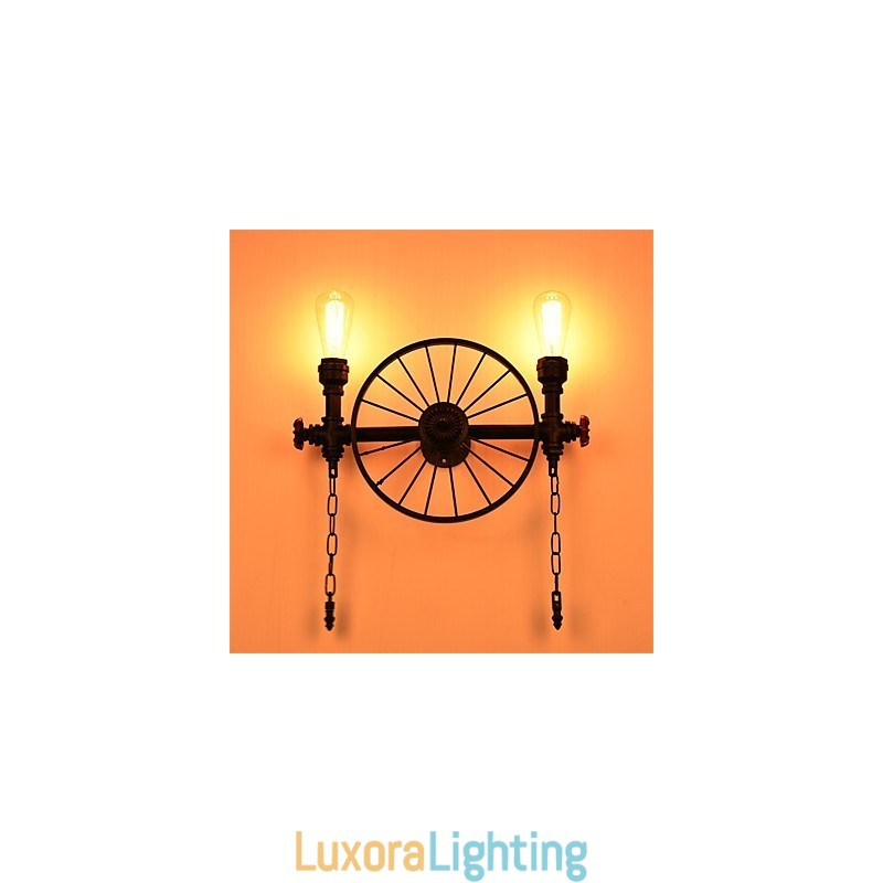 Designer Touch Decorative Vintage Industrial Pipe Wall Lights Creative Lights Restaurant Cafe Bar Decoration lighting With 2 Light Painted Finish