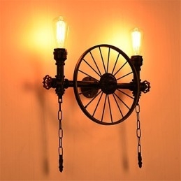 Designer Touch Decorative Vintage Industrial Pipe Wall Lights Creative Lights Restaurant Cafe Bar Decoration lighting With 2 Light Painted Finish