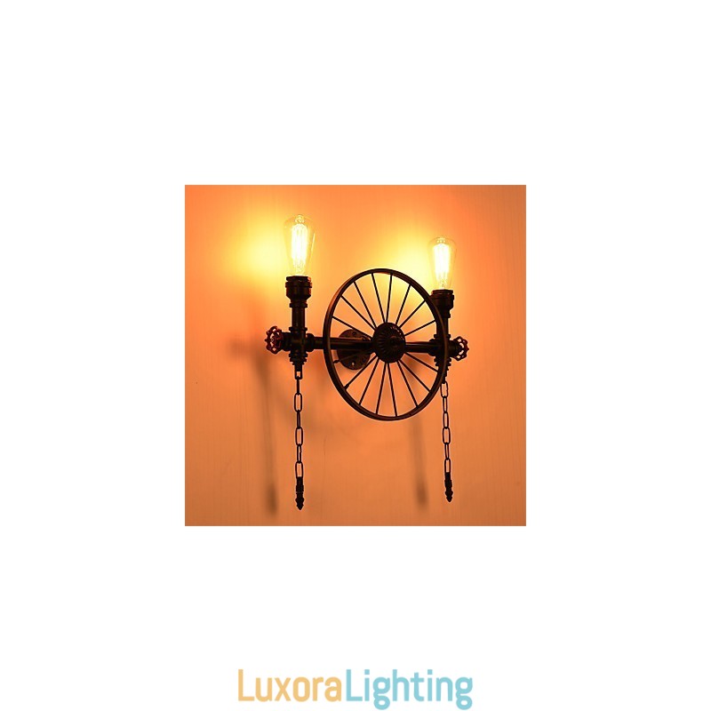 Designer Touch Decorative Vintage Industrial Pipe Wall Lights Creative Lights Restaurant Cafe Bar Decoration lighting With 2 Light Painted Finish