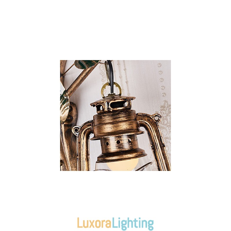 Designer Touch Decorative Rustic Lodge Painting Feature for Mini Style Uplight Wall Sconces Wall Light