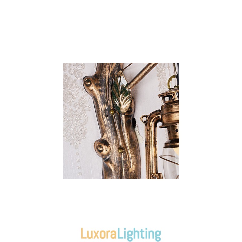 Designer Touch Decorative Rustic Lodge Painting Feature for Mini Style Uplight Wall Sconces Wall Light