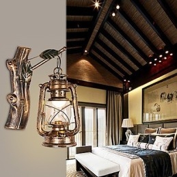 Designer Touch Decorative Rustic Lodge Painting Feature for Mini Style Uplight Wall Sconces Wall Light