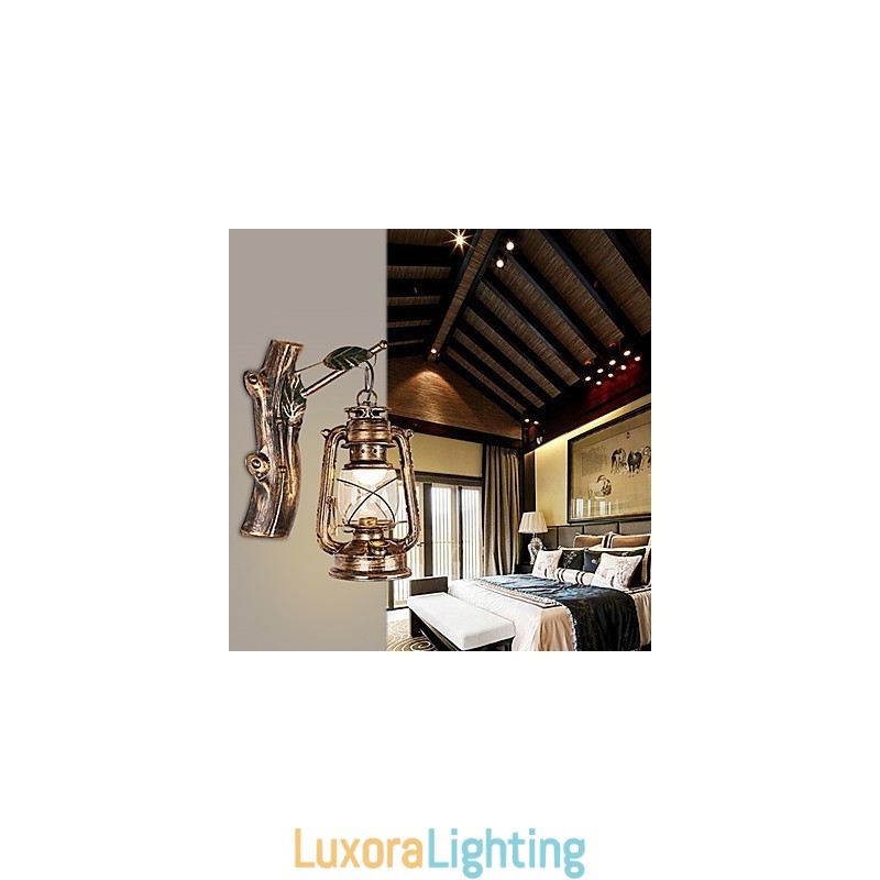 Designer Touch Decorative Rustic Lodge Painting Feature for Mini Style Uplight Wall Sconces Wall Light