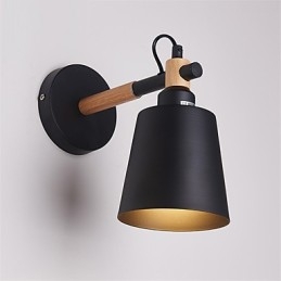 Designer Touch Decorative Vintage Wood Art Deco Metal Metal Rustic Wall Sconce Living Room Dining Room Hallway Wall Lamp Black White Optional