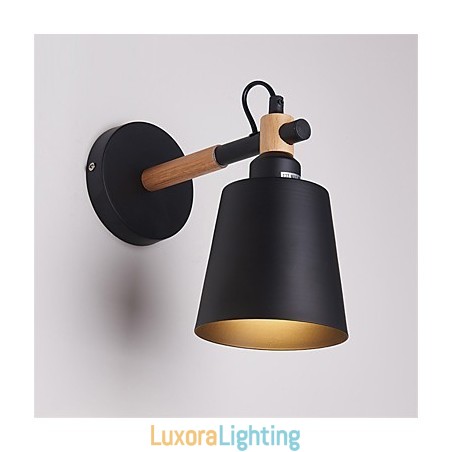 Designer Touch Decorative Vintage Wood Art Deco Metal Metal Rustic Wall Sconce Living Room Dining Room Hallway Wall Lamp Black White Optional