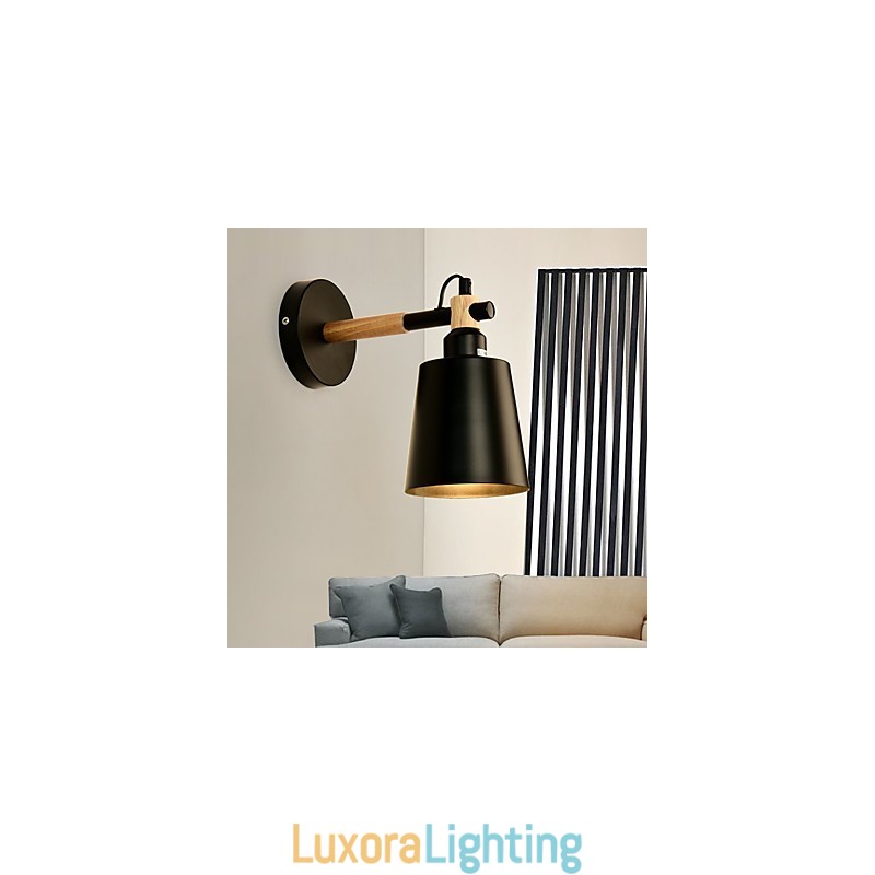 Designer Touch Decorative Vintage Wood Art Deco Metal Metal Rustic Wall Sconce Living Room Dining Room Hallway Wall Lamp Black White Optional