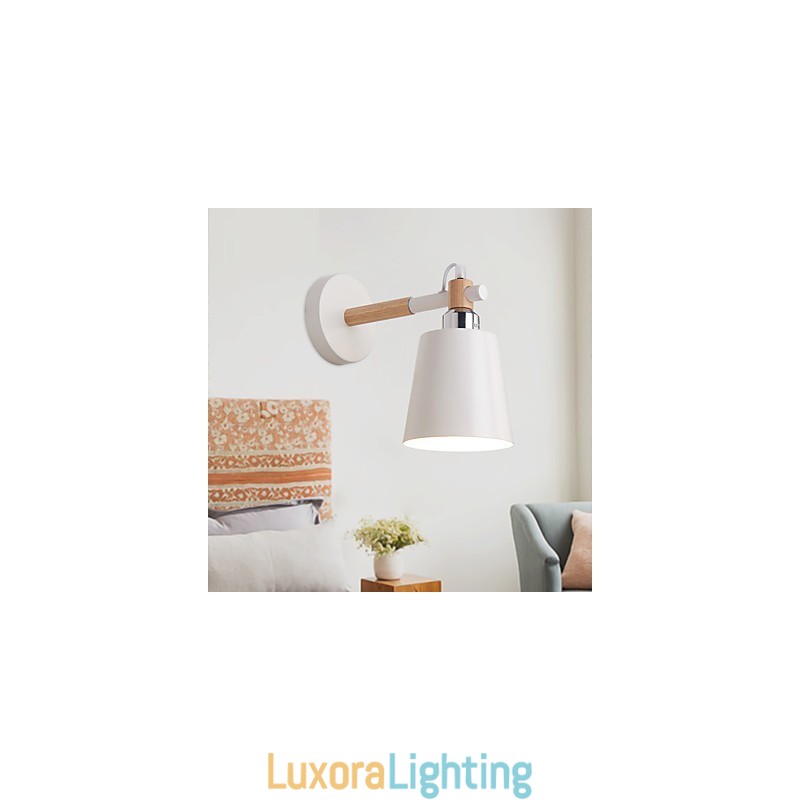 Designer Touch Decorative Vintage Wood Art Deco Metal Metal Rustic Wall Sconce Living Room Dining Room Hallway Wall Lamp Black White Optional