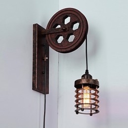 Designer Touch Decorative Industrial Retro Iron Wall Lamp Creative Personality Lift Pulley Wall Lamp