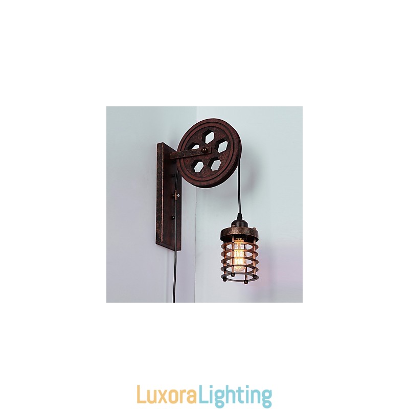 Designer Touch Decorative Industrial Retro Iron Wall Lamp Creative Personality Lift Pulley Wall Lamp