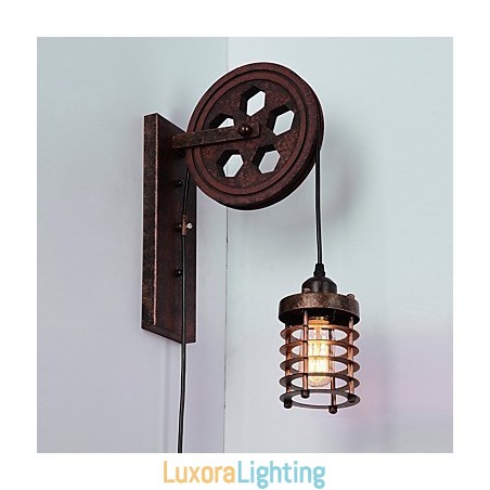Designer Touch Decorative Industrial Retro Iron Wall Lamp Creative Personality Lift Pulley Wall Lamp