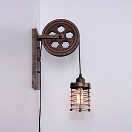 Designer Touch Decorative Industrial Retro Iron Wall Lamp Creative Personality Lift Pulley Wall Lamp