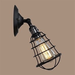 Designer Touch Decorative With switch Vintage 1 Light Industrial Black Metal Cage Loft Wall Lamp Living Room Dining Room Hallway Cafe Bars Bar Wall Sconce
