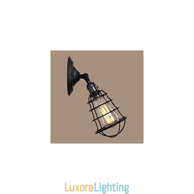 Designer Touch Decorative With switch Vintage 1 Light Industrial Black Metal Cage Loft Wall Lamp Living Room Dining Room Hallway Cafe Bars Bar Wall Sconce