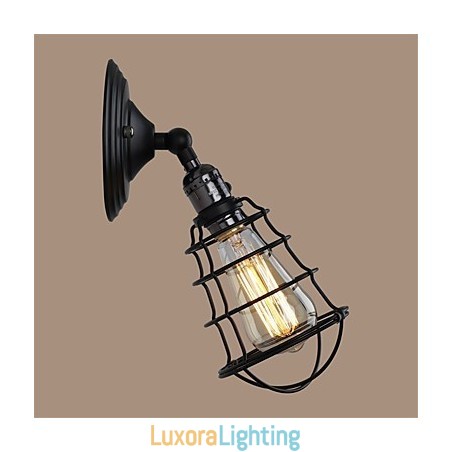 Designer Touch Decorative With switch Vintage 1 Light Industrial Black Metal Cage Loft Wall Lamp Living Room Dining Room Hallway Cafe Bars Bar Wall Sconce