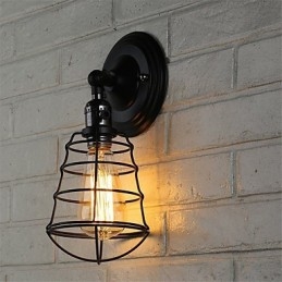 Designer Touch Decorative With switch Vintage 1 Light Industrial Black Metal Cage Loft Wall Lamp Living Room Dining Room Hallway Cafe Bars Bar Wall Sconce