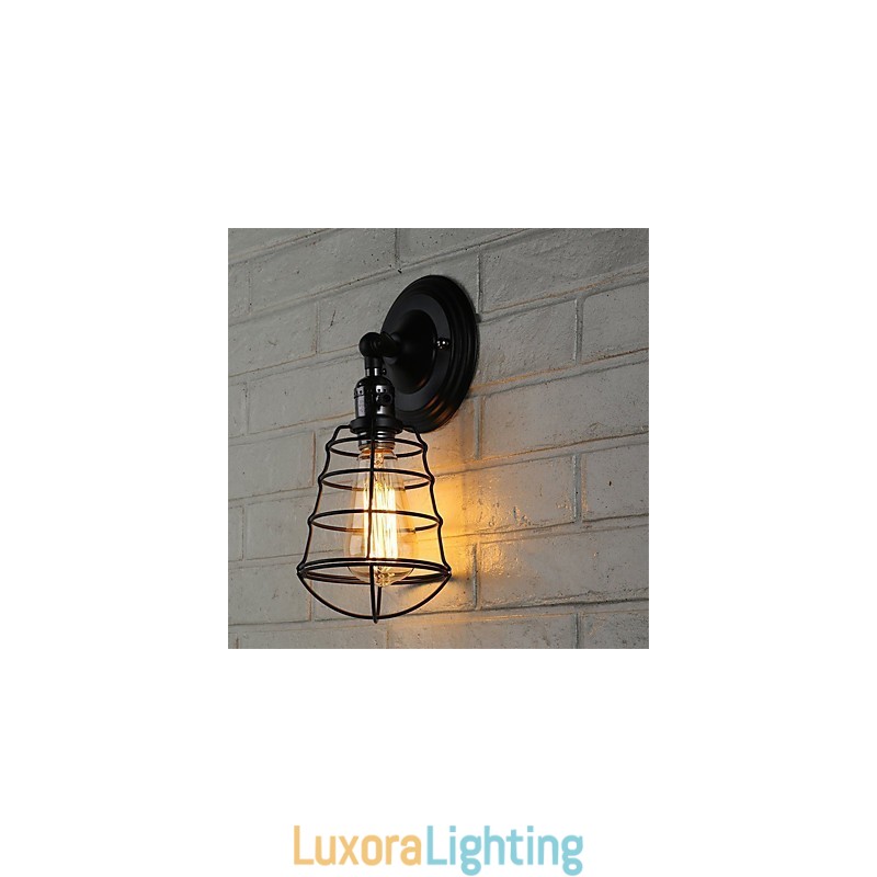 Designer Touch Decorative With switch Vintage 1 Light Industrial Black Metal Cage Loft Wall Lamp Living Room Dining Room Hallway Cafe Bars Bar Wall Sconce