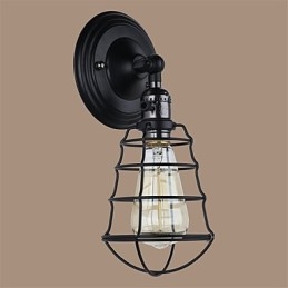 Designer Touch Decorative With switch Vintage 1 Light Industrial Black Metal Cage Loft Wall Lamp Living Room Dining Room Hallway Cafe Bars Bar Wall Sconce