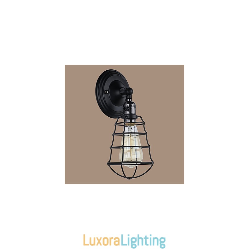 Designer Touch Decorative With switch Vintage 1 Light Industrial Black Metal Cage Loft Wall Lamp Living Room Dining Room Hallway Cafe Bars Bar Wall Sconce