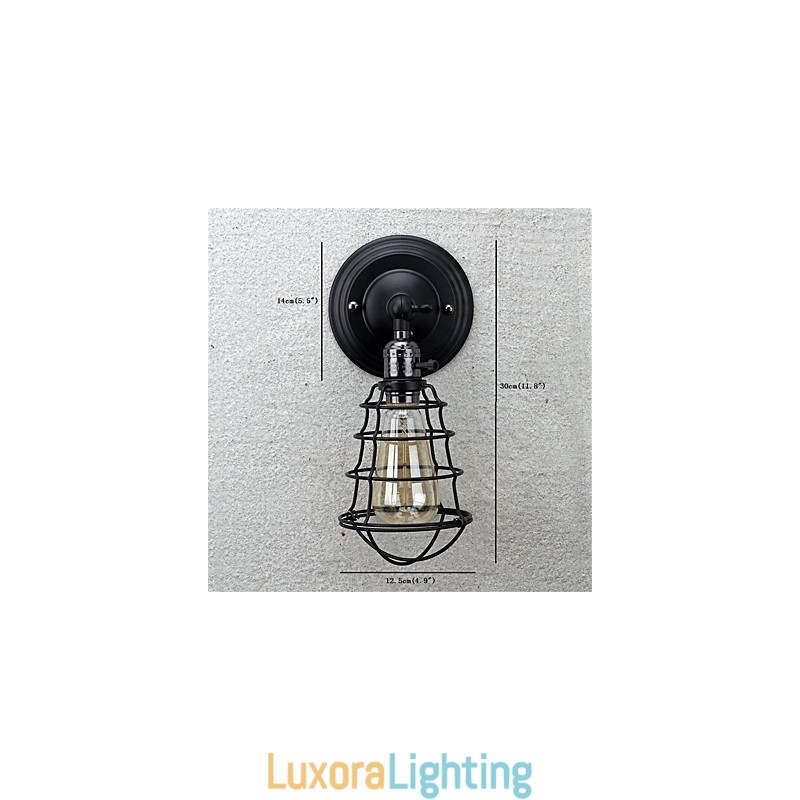 Designer Touch Decorative With switch Vintage 1 Light Industrial Black Metal Cage Loft Wall Lamp Living Room Dining Room Hallway Cafe Bars Bar Wall Sconce