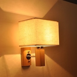 Designer Touch Decorative Simple Wall Lamp Bedside Desk Lamp With Fabric Shade and Solid Wood for Bedroom Dresser Living Room Baby Room