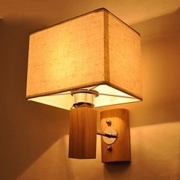 Designer Touch Decorative Simple Wall Lamp Bedside Desk Lamp With Fabric Shade and Solid Wood for Bedroom Dresser Living Room Baby Room