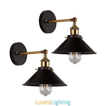 Designer Touch Decorative 2 pcs Metal Wall Sconces Industrial Wall Light Vintage Edison Simplicity Lamp for Cafe Club Bar Lighting