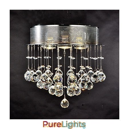 Designer Touch Decorative Traditional Classic Crystal Chrome Metal Flush Mount