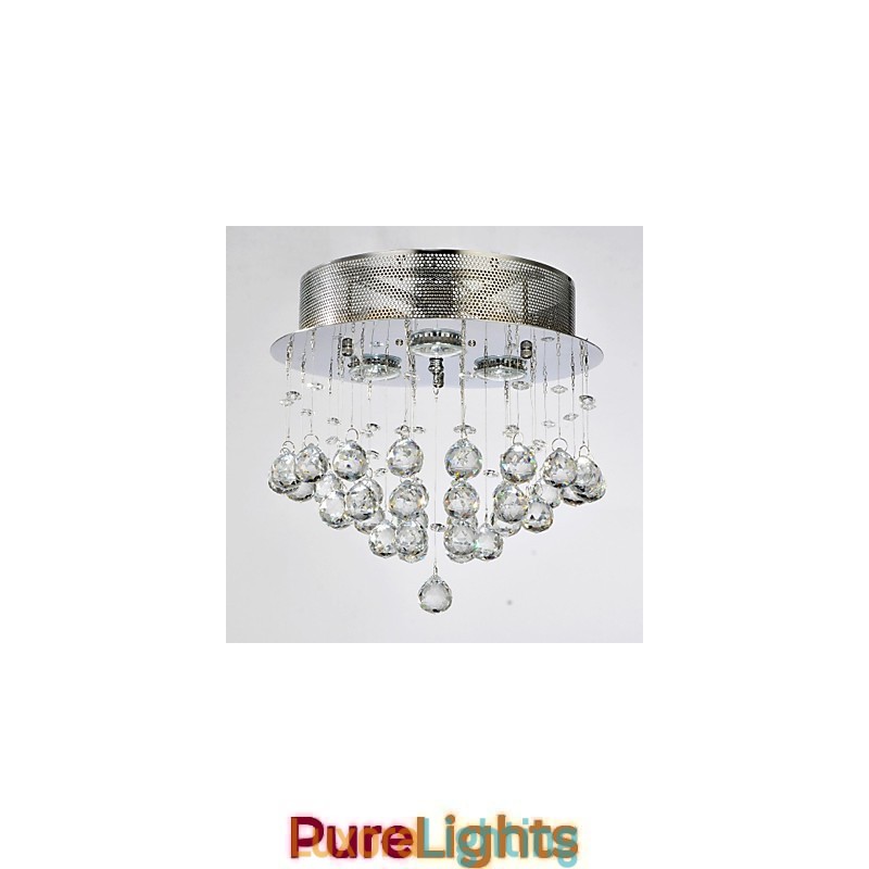 Designer Touch Decorative Traditional Classic Crystal Chrome Metal Flush Mount