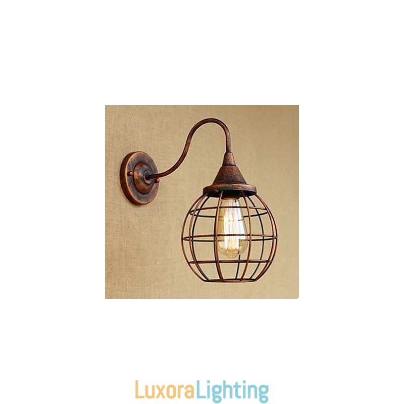 Designer Touch Decorative Iron Art RETRO Rust Color Study Living Room Bedside American Wall Lamp