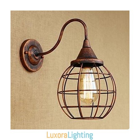 Designer Touch Decorative Iron Art RETRO Rust Color Study Living Room Bedside American Wall Lamp