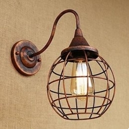 Designer Touch Decorative Iron Art RETRO Rust Color Study Living Room Bedside American Wall Lamp